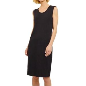 Misook Classic Sleeveless Sheath Knit Knee Length Dress Medium Black